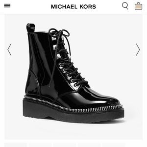 MICHAEL MICHAEL KORS Haskell Patent Leather Combat Boots